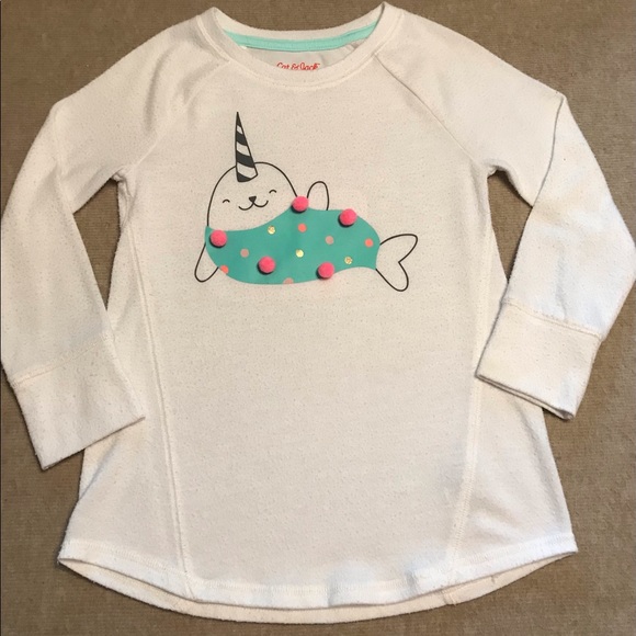 Cat & Jack White LS Graphic Blouse 
4 / 5 XS Extra Small 
Seal with Pink Tassels - Picture 2 of 15